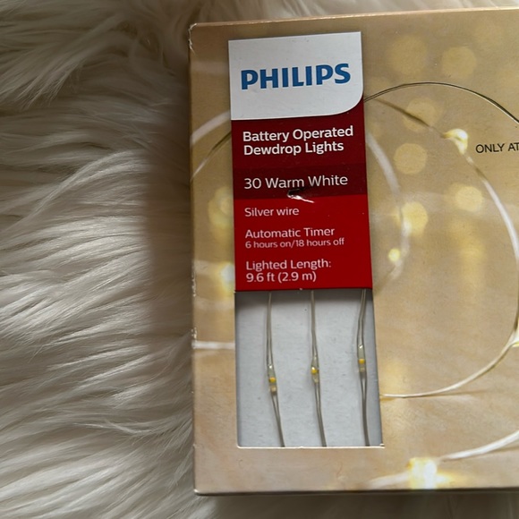 Philips 30 Warm White Silver Wire Battery Operated Dewdrop Lights - Picture 1 of 2